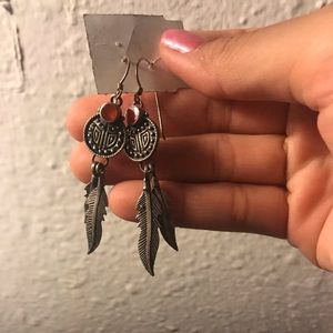 FINAL DROP 925 Native American feather earrings